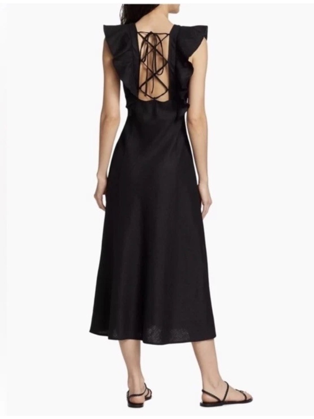 Rails Linen Black Dress with Crisscross Back Detail